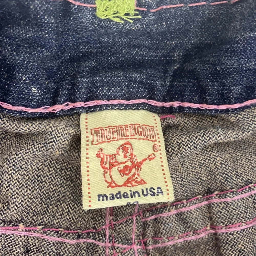 True Religion Ricky Jeans Mens 40x38 Distressed Relaxed Straight Denim Urban Cow